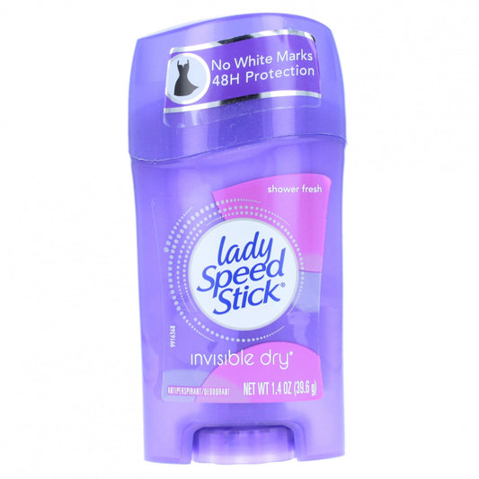 Lady Speed Stick Deodorant 1.4 ounce with Shower Fresh label on blue and purple container
