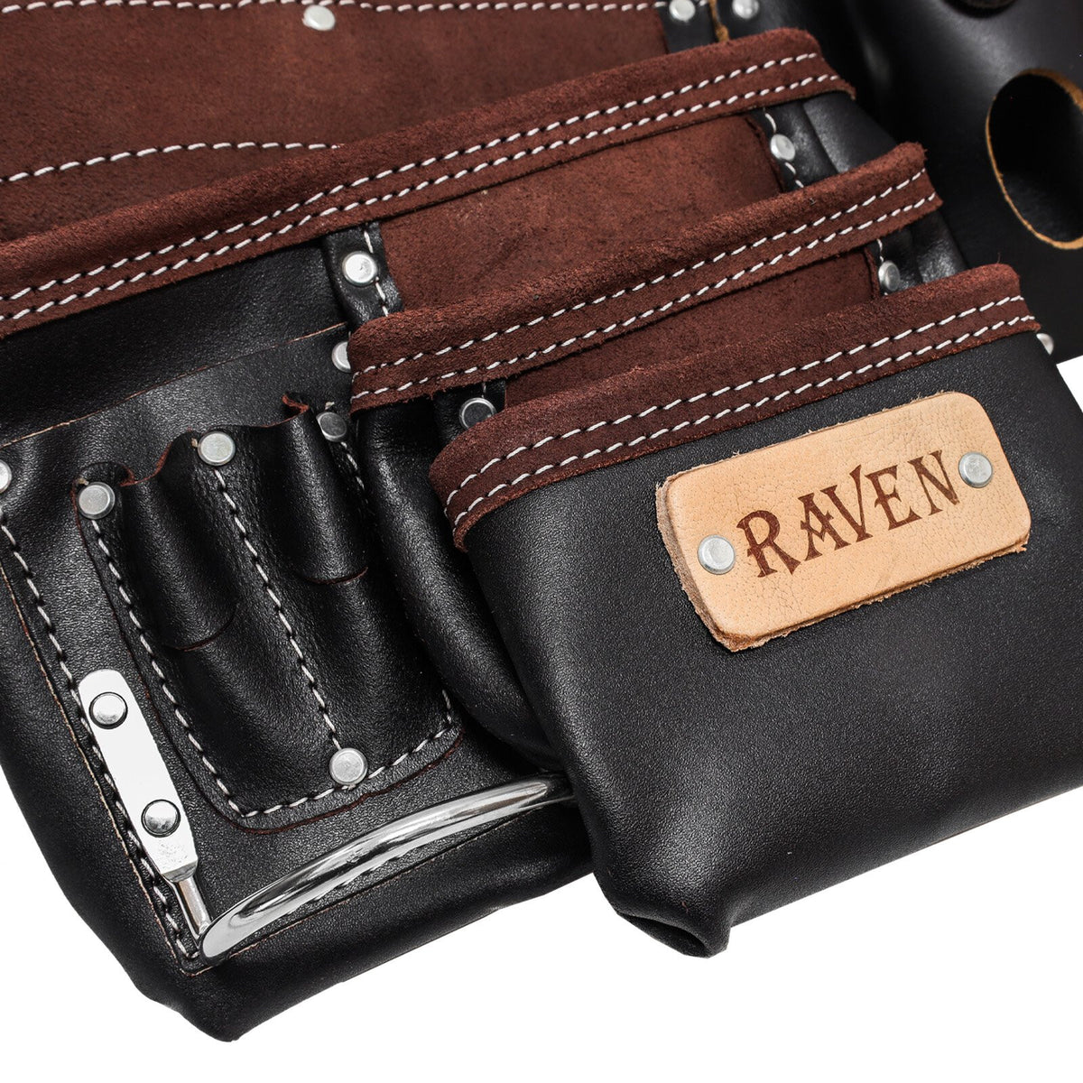 ToolTreaux 13 Pocket Oil Tanned Leather Tool Belt with 2 Hammer Loops, Brown, view 7