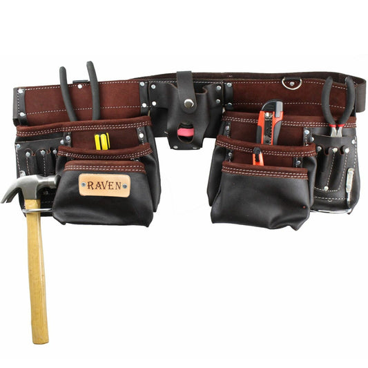 ToolTreaux 13 Pocket Oil Tanned Leather Tool Belt with 2 Hammer Loops, Brown, view 2