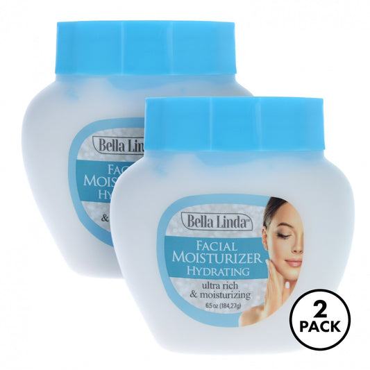 Two tubes of Bella Linda Skin Care Face Moisturizer Cream Lotion, each 6.5oz, for skin hydration.