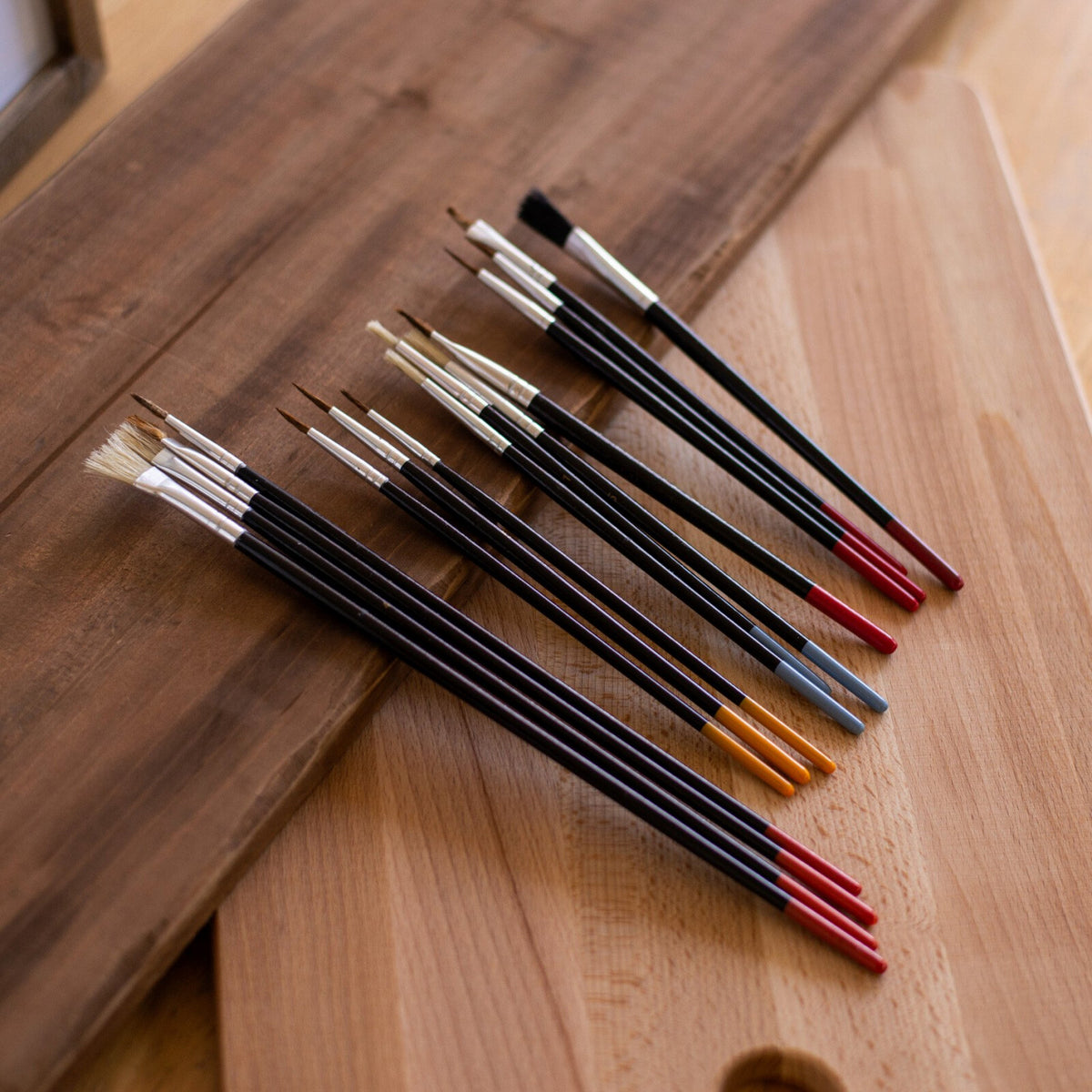 ToolTreaux Artist Paint Brushes Natural Hair Bristles Wooden Grip Assorted 15pc, view 5