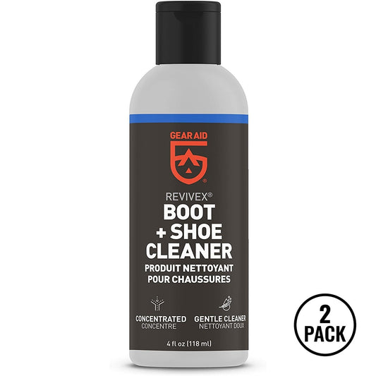 Two bottles of ReviveX leather boot care waterproof cleaner, 4 oz each