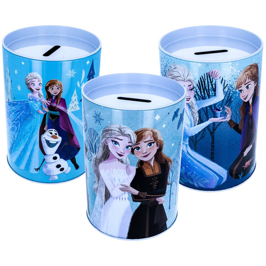 Assorted licensed kids coin tin piggy banks in various styles for home organization