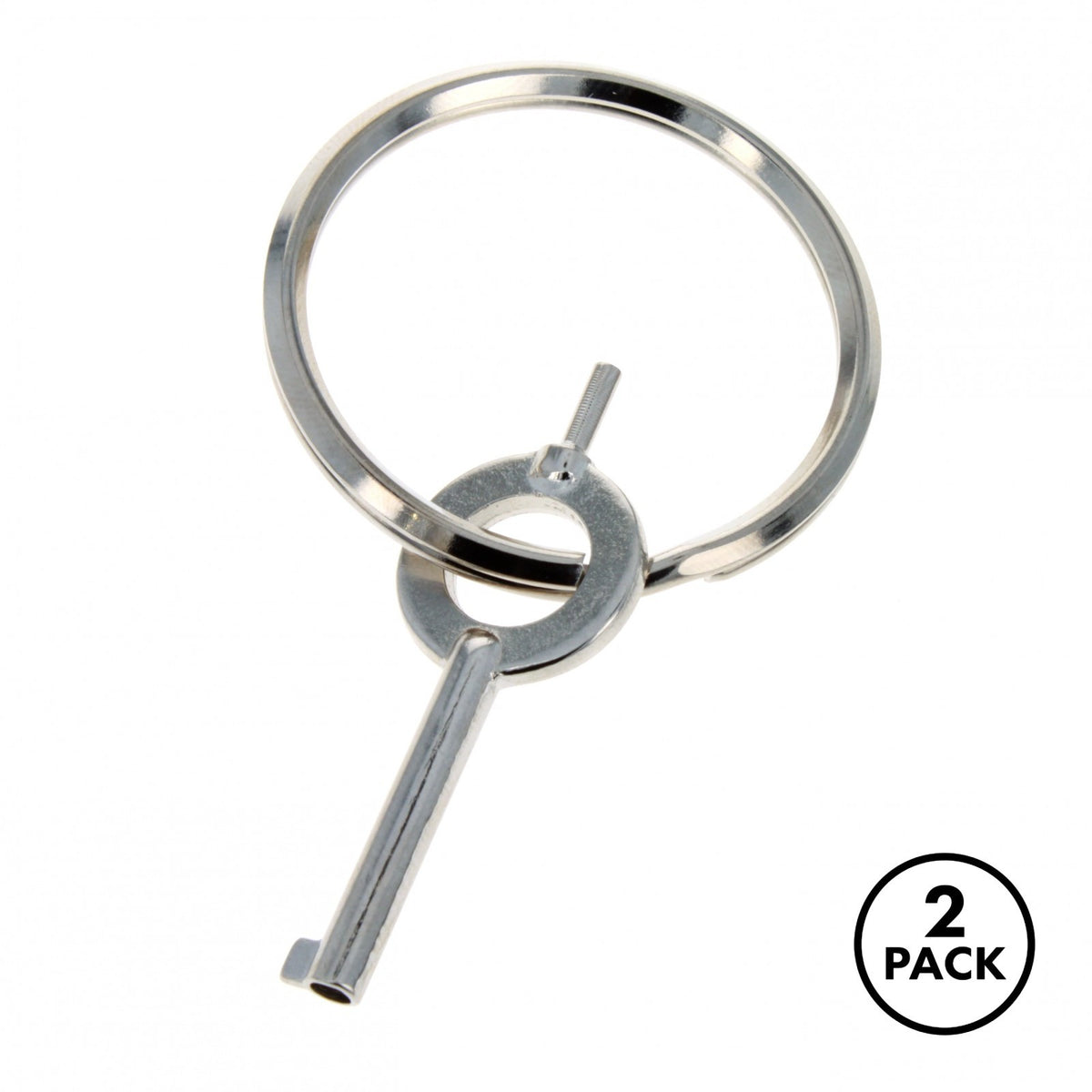 Two standard issue law enforcement handcuff keys, black color, displayed side by side.