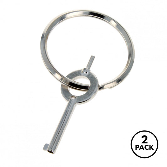 Two standard issue law enforcement handcuff keys, black color, displayed side by side.