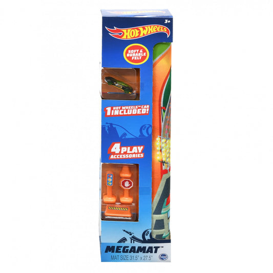Mattel Hot Wheels felt mega mat with toy car for kids playroom road playset use.