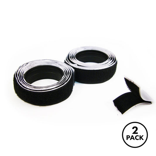 Two rolls of black hook and loop sewing tape, each labeled 40 inches by 3/4 inch