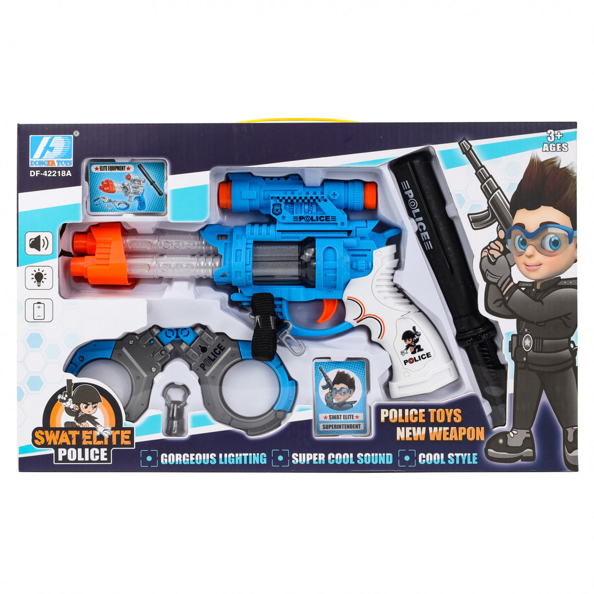 Kidplokio Swat Elite Police Toys Kids Blaster and Cuffs Set Boys Ages 3 and Up, view 11