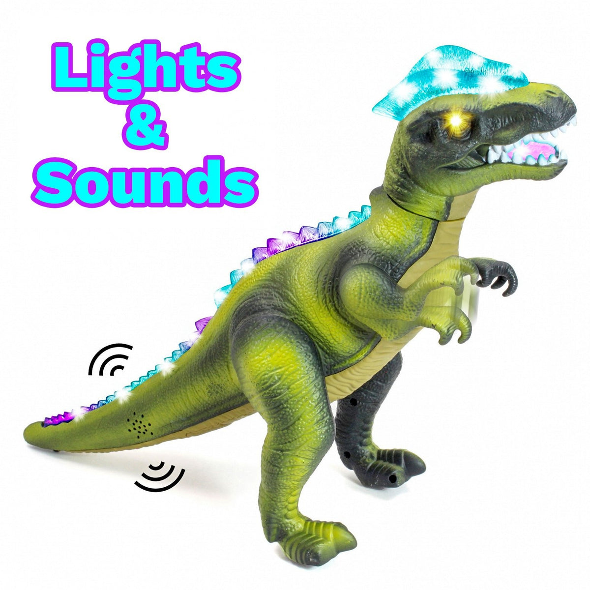 Kidplokio RC Remote Control Green T Rex Dinosaur Toys with LED Lights, Sounds,, view 6