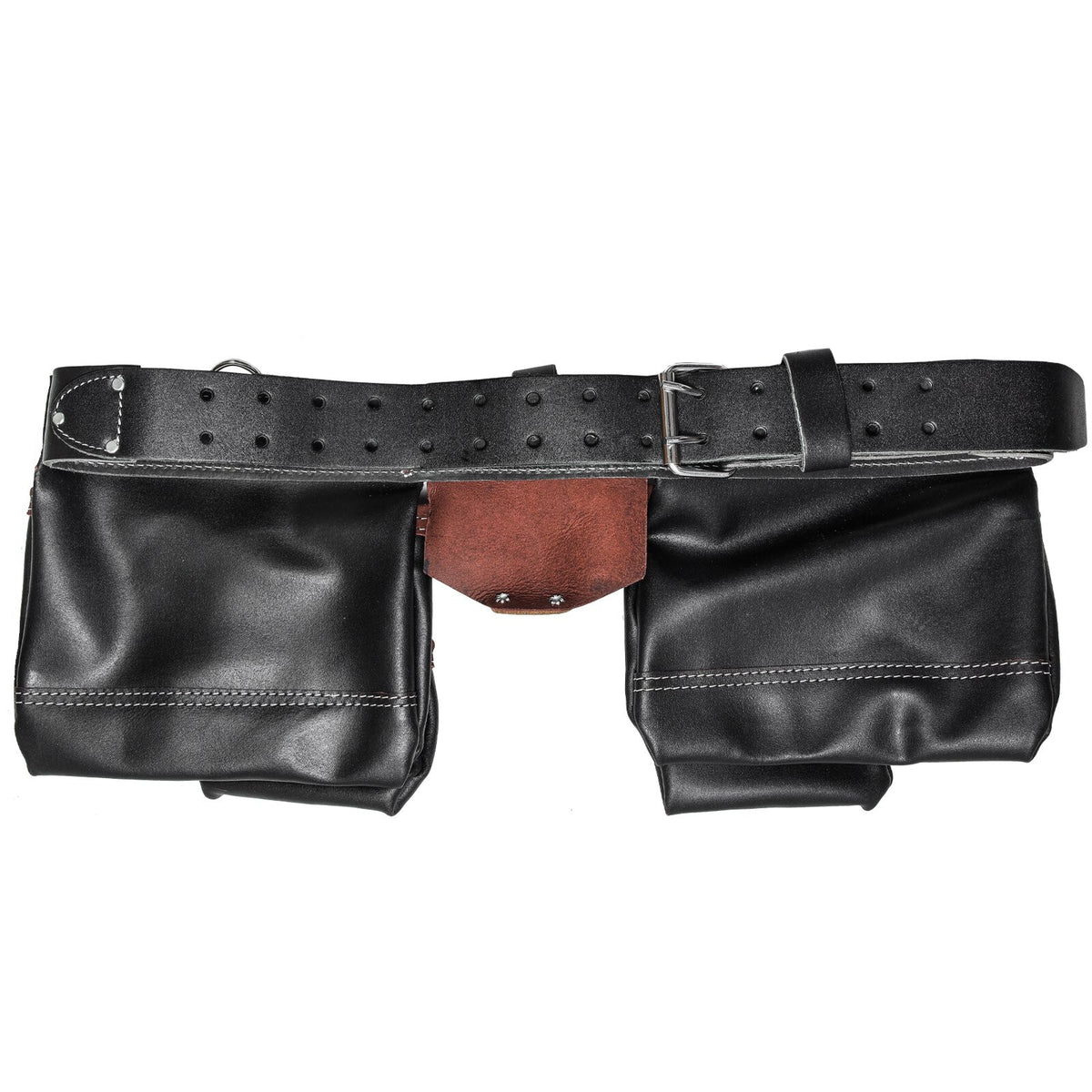 ToolTreaux 13 Pocket Oil Tanned Leather Tool Belt with 2 Hammer Loops, Brown, view 3