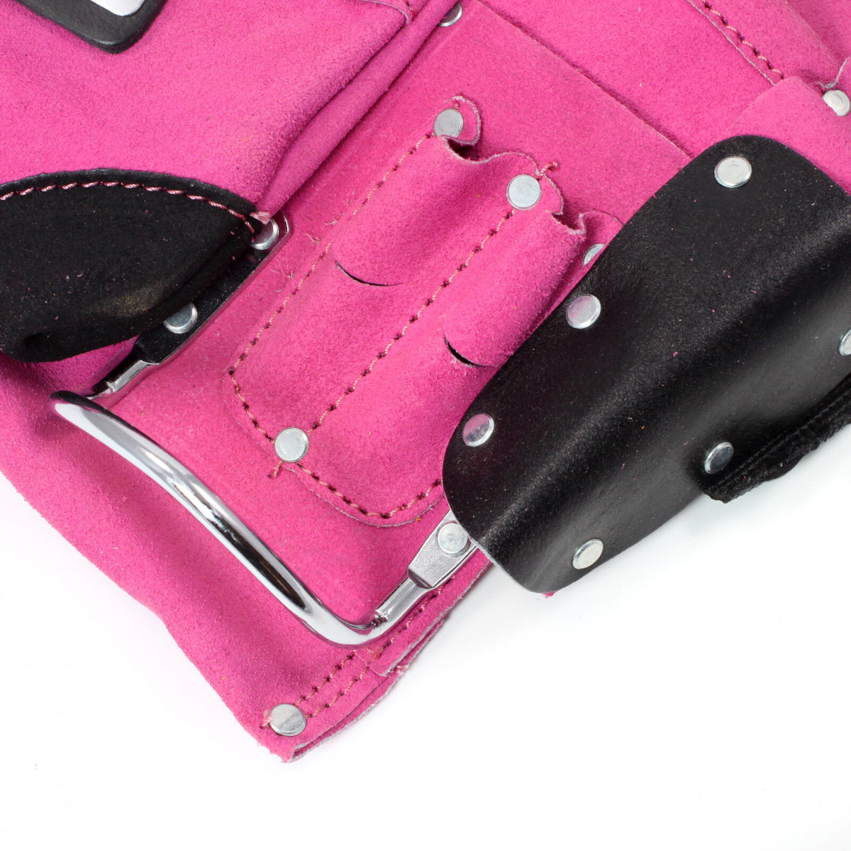 9 Pocket Tool Belt Pouch Heavy Duty Pink Suede Leather Fits Hammer And Nails, view 6