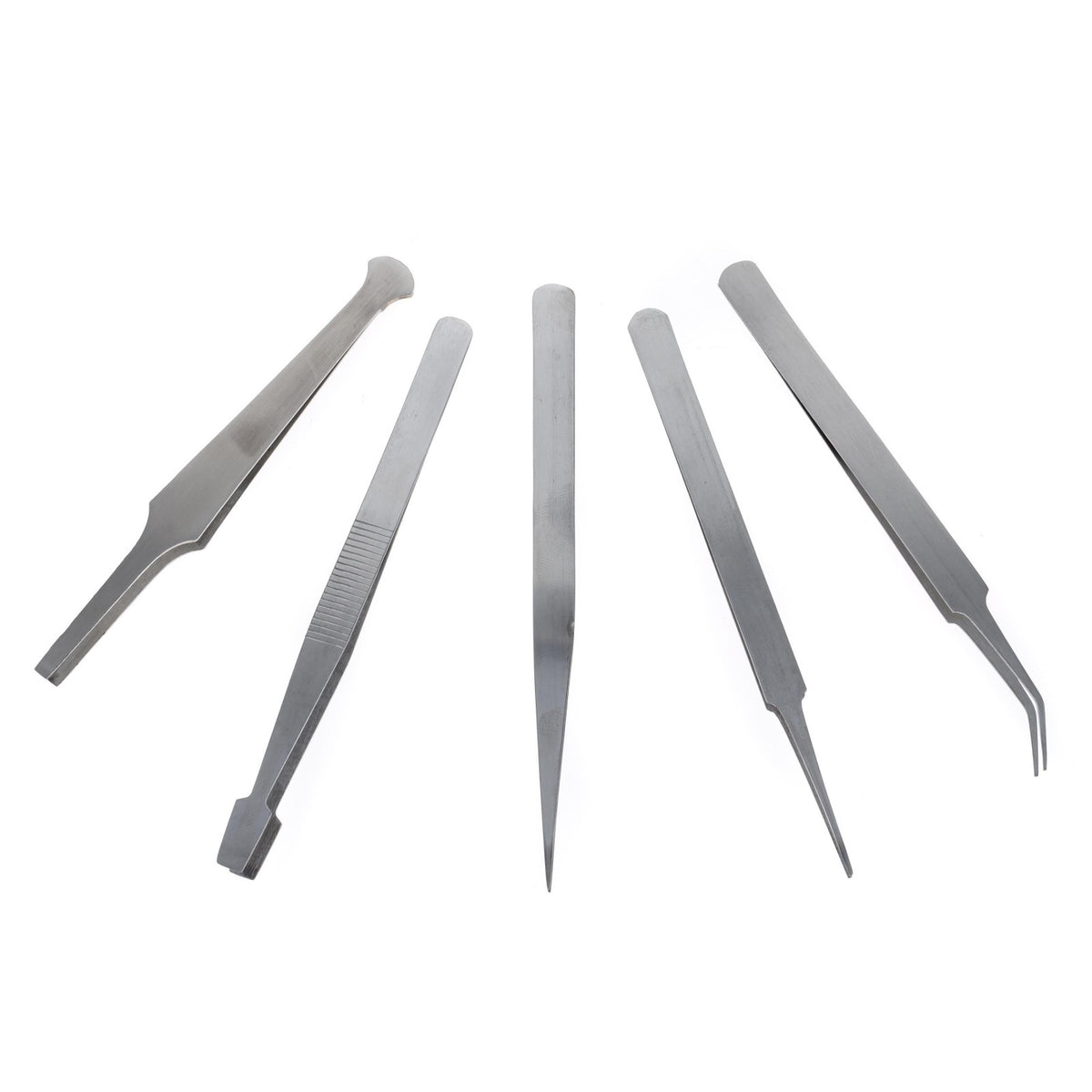 2 Pack 5pc Universal Tweezer Set Stainless Steel, 5", view 5