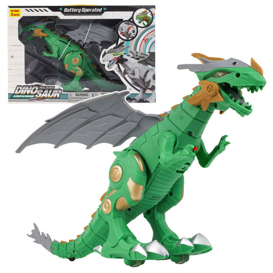 Kidplokio Green Walking Robot Dinosaur Dragon Space Toys Lights Sounds, Boys, view 2