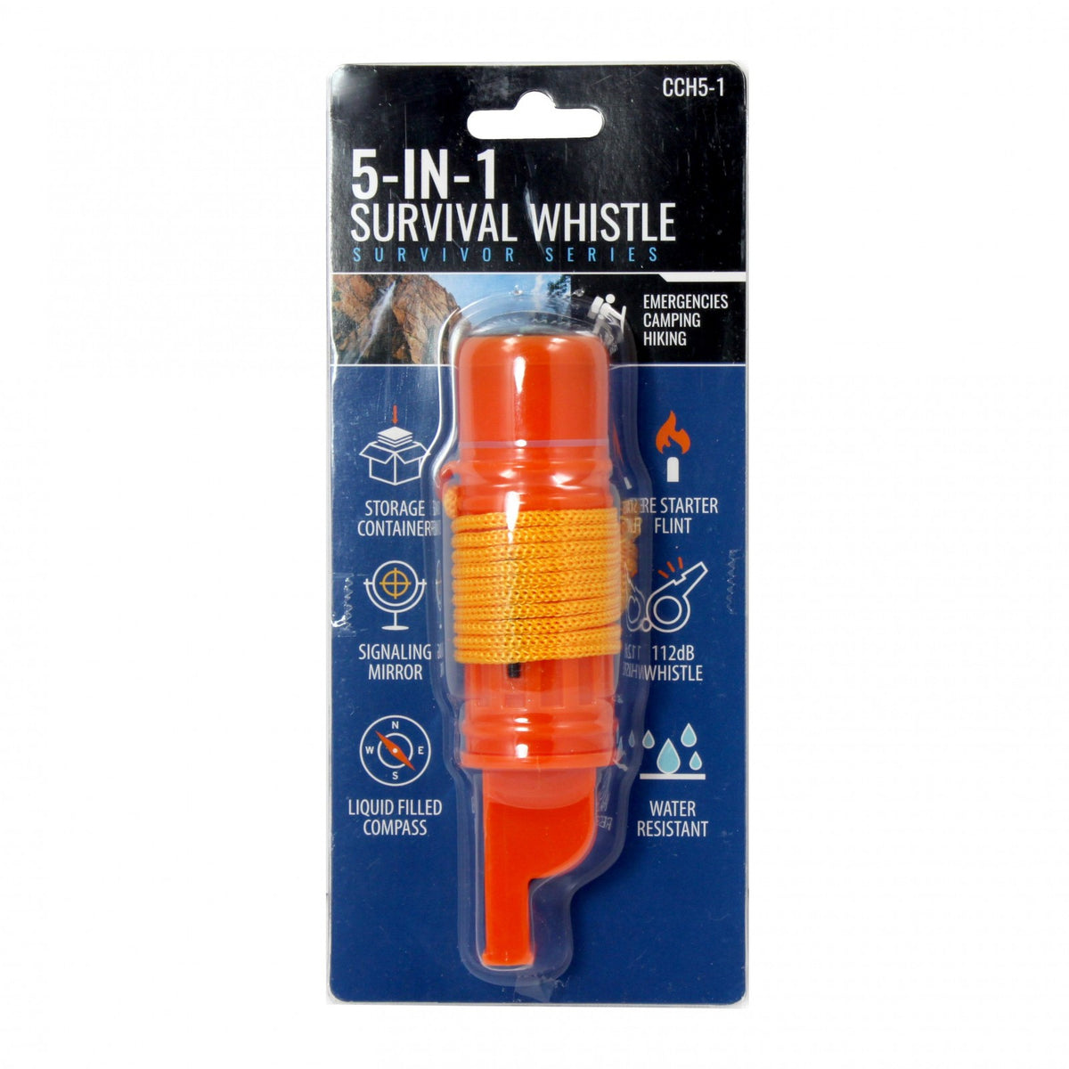 Universal Emergency 5 in 1 Multifunction Survival Whistle Orange - 2 Pack, view 10