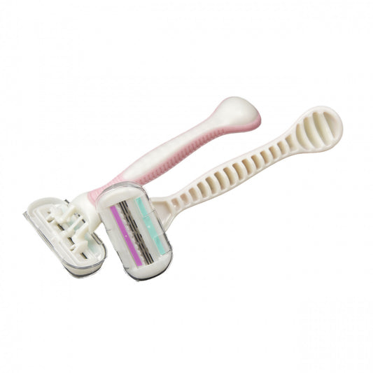 2 Pack All Pure Womens 3 Blade Swivel Razor 2pc Lubricating Strip for Comfort, view 2