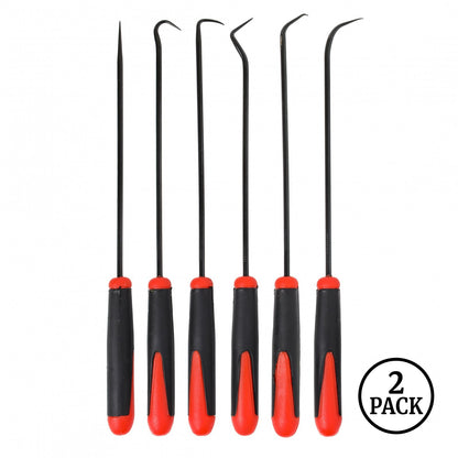 Twelve-piece hook and pick tool set with puller removers, shown as two packs for hand tool use.