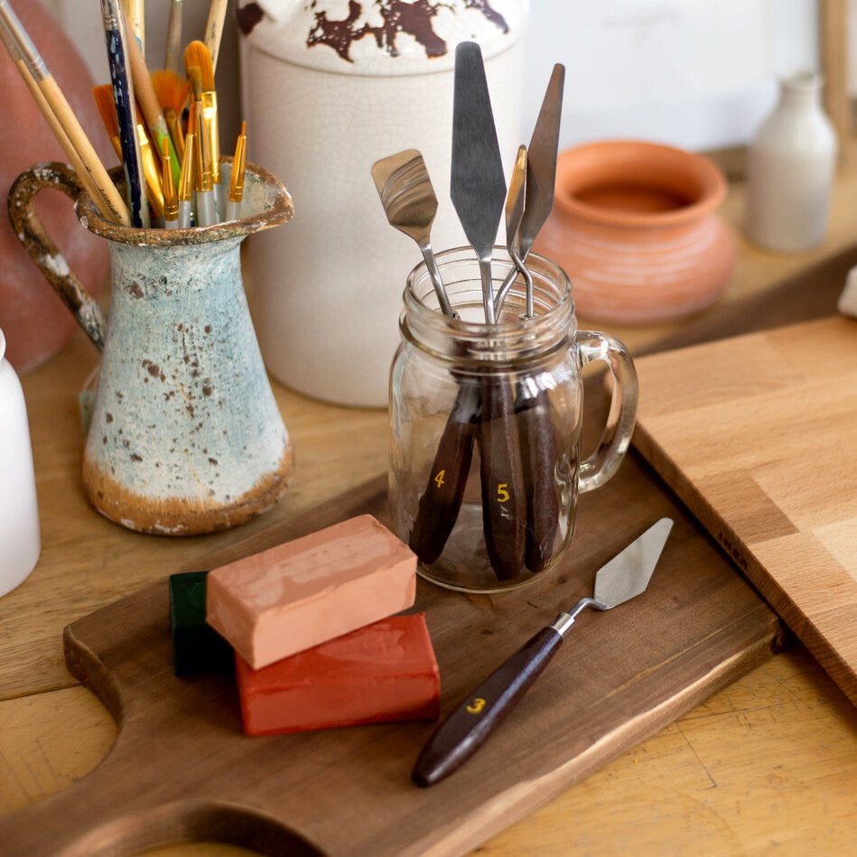 ToolTreaux Steel and Polished Wood Assorted Soft Medium Sculpting Spatulas, 5pc, view 8
