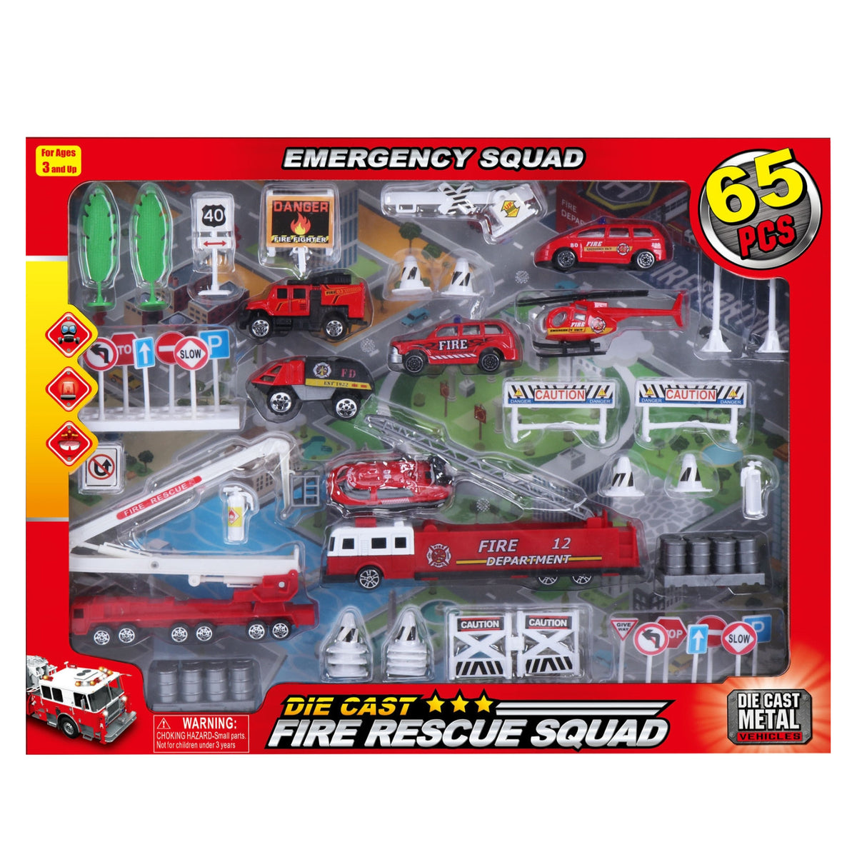 Kidplokio 65pc Pretend Play Diecast Cars Playset Boys Ages 3 and Up (5 Themes), view 4