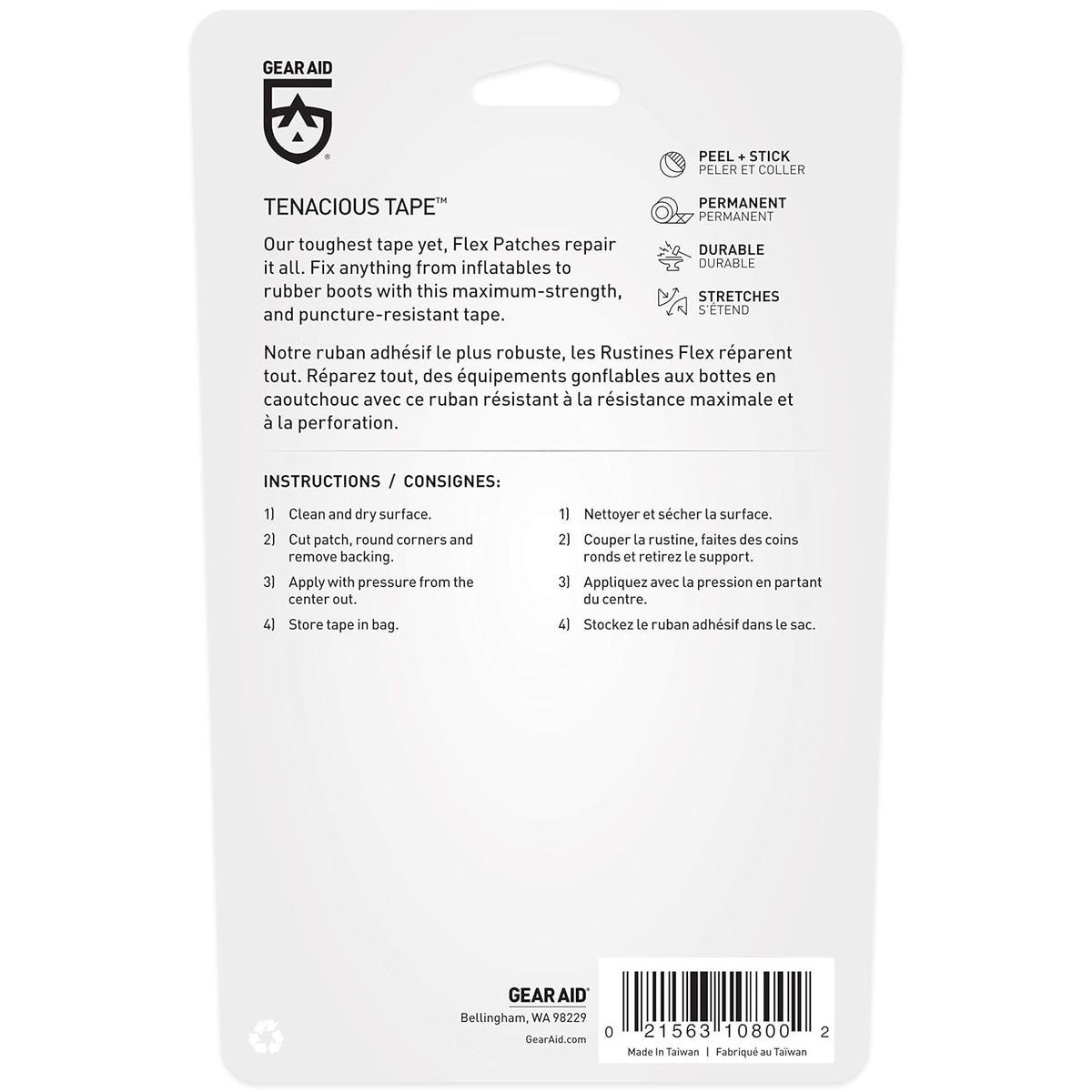 2 Pack Gear Aid Tenacious Tape Max Flex Patches Clear Stretch UV Resistant, view 3