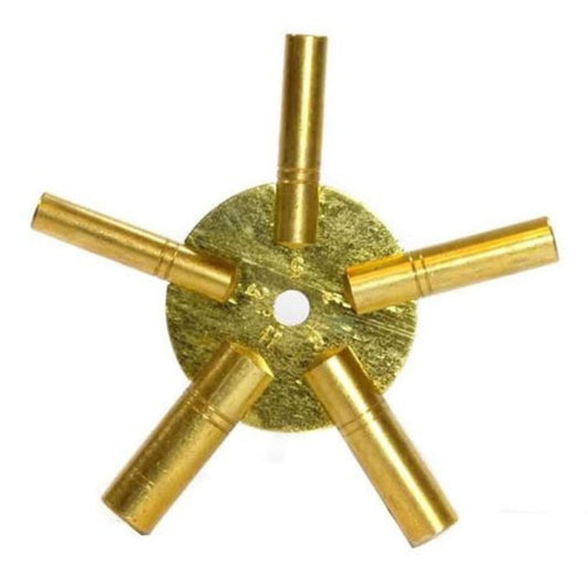Brass 5-way universal key for antique grandfather clocks