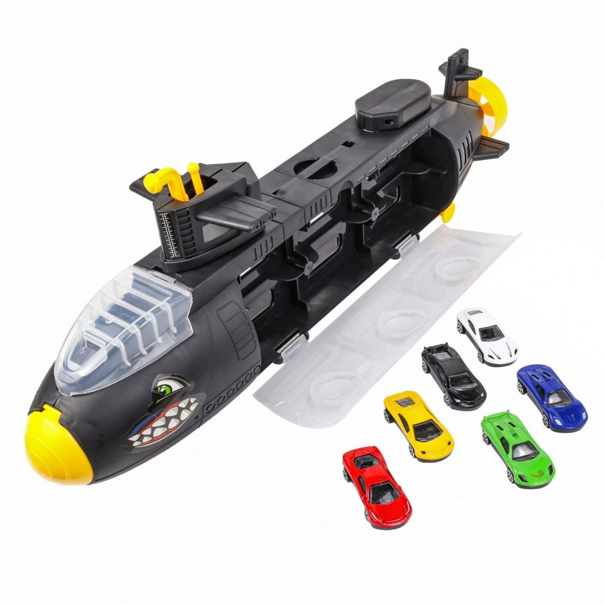 Kidplokio Boys 7pc Submarine Shark Diecast Toy Car Carrier Transporter, Age 3 up, view 7