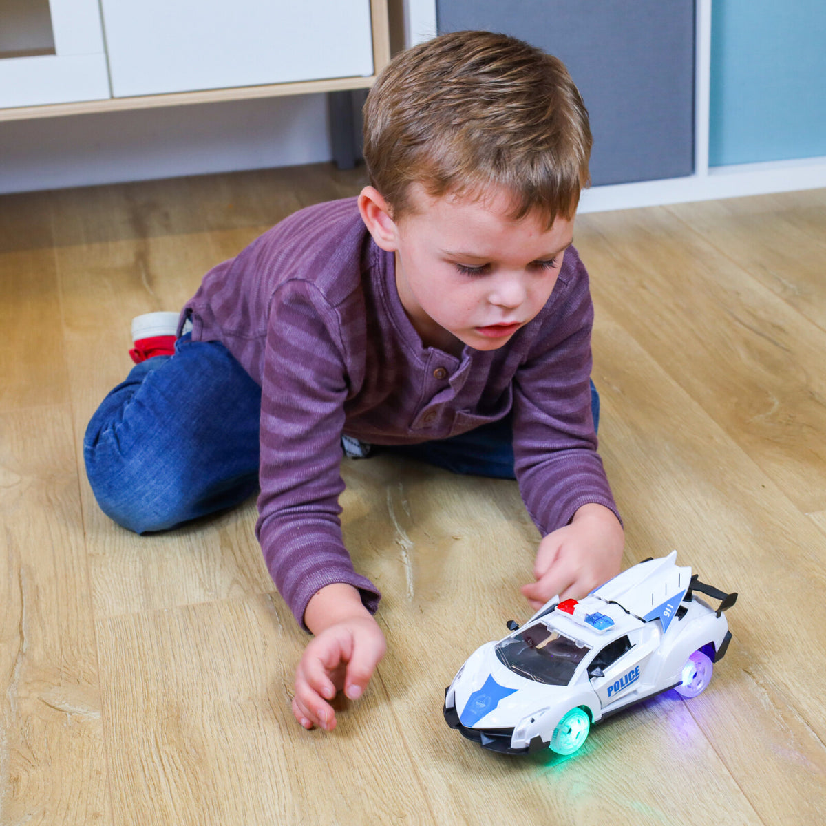 Kidplokio 360 Degree Bump and Go Emergency Toys Fire Truck Police Car (2 Styles), view 3