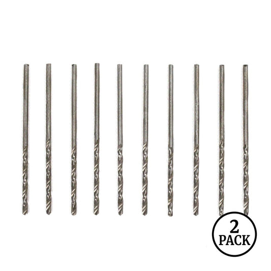 Two 10-piece packs of high speed steel drill bits with 1/16 inch shank size.