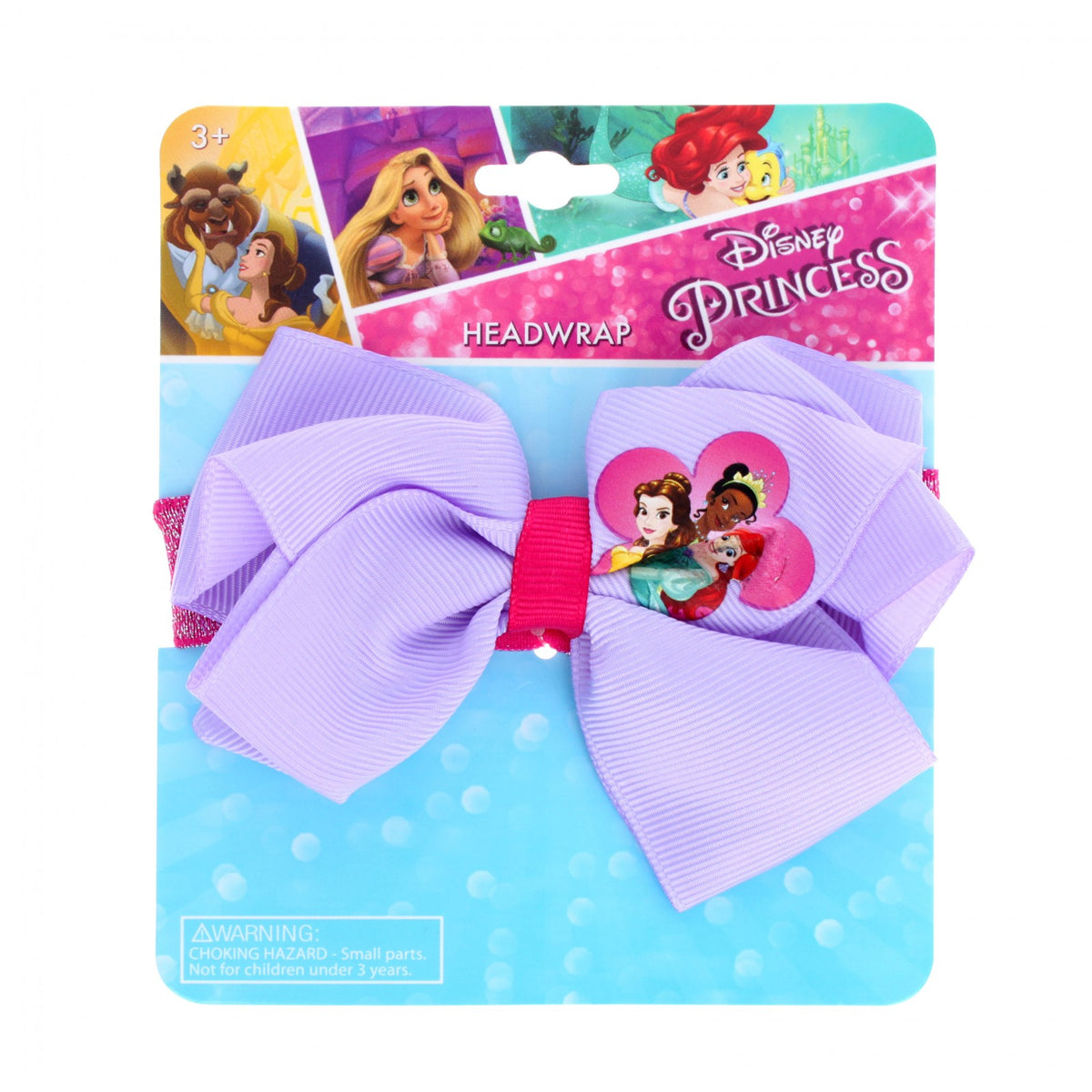 Disney Princess Purple Glitter Elastic Hair Band Headband Hair Bow for Girls, view 3