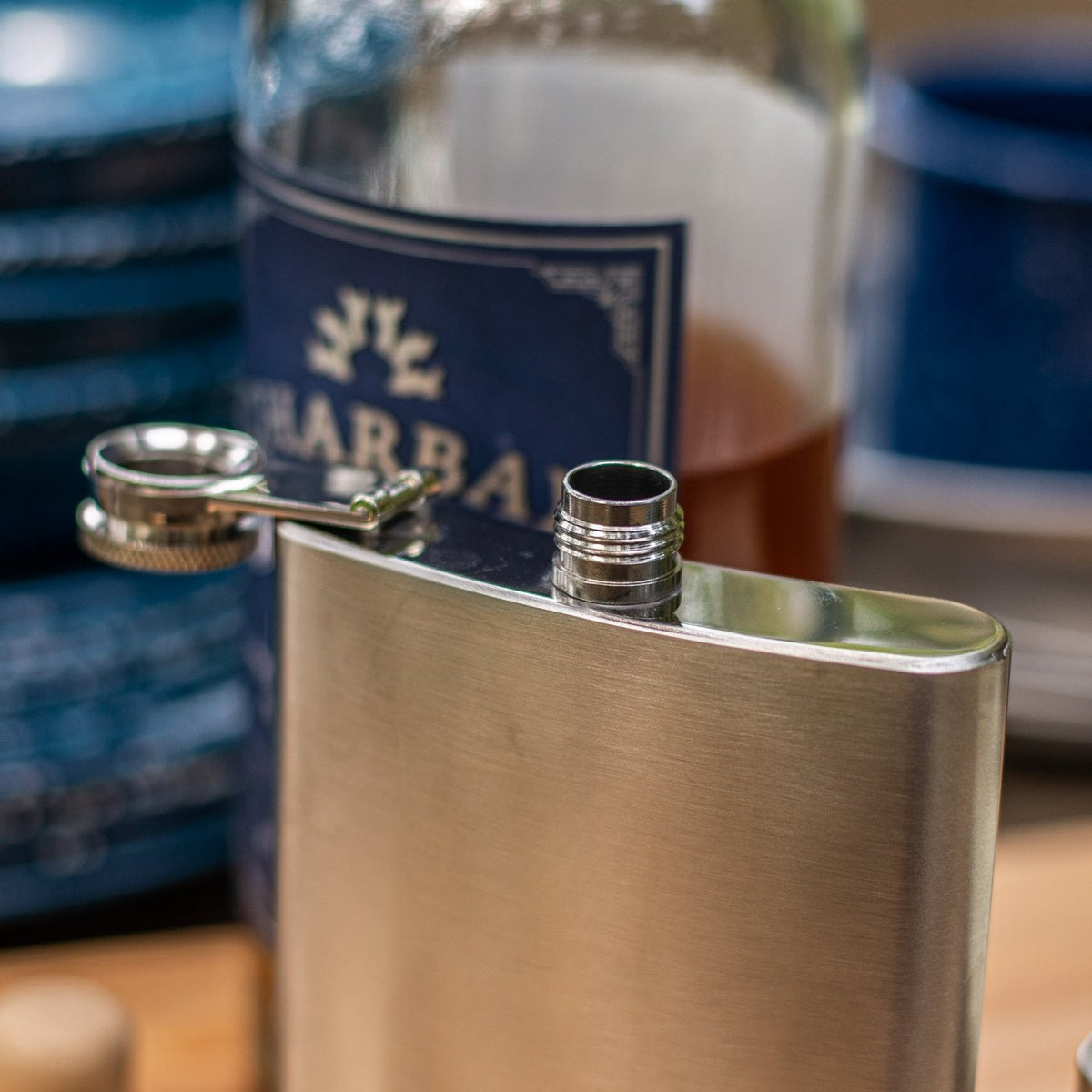 2 Pack Chrome Stainless Steel Premium Portable Hip Flask 8oz, view 6