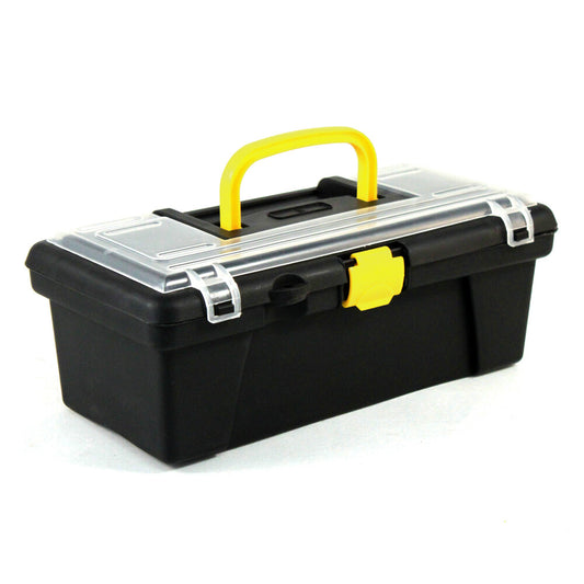 Dual compartment hobby craft tool box for workshop organization.
