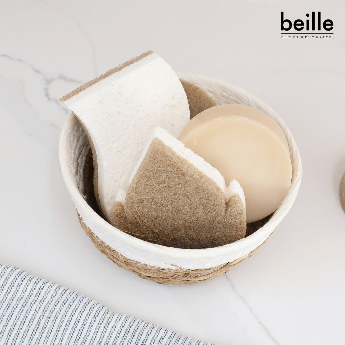 2 Pack Beille 2pk Non Scratch Coconut Plant Based Dish Sponge Kitchen Tools