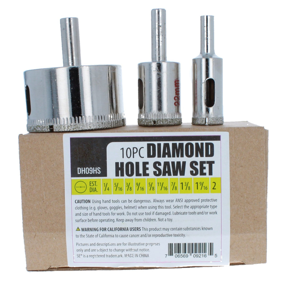 SE DH09HS Diamond Hole Saw Set (10 Pc.), view 7