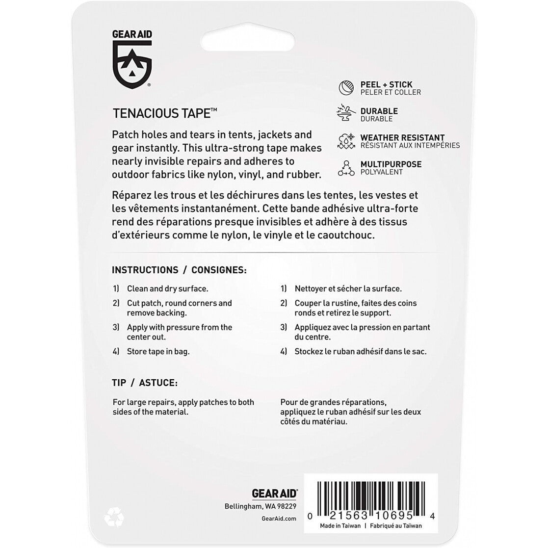 Gear Aid Tenacious Tape No-Sew Jacket Repair Tape for Fabric and Vinyl, 3" x 20", view 17