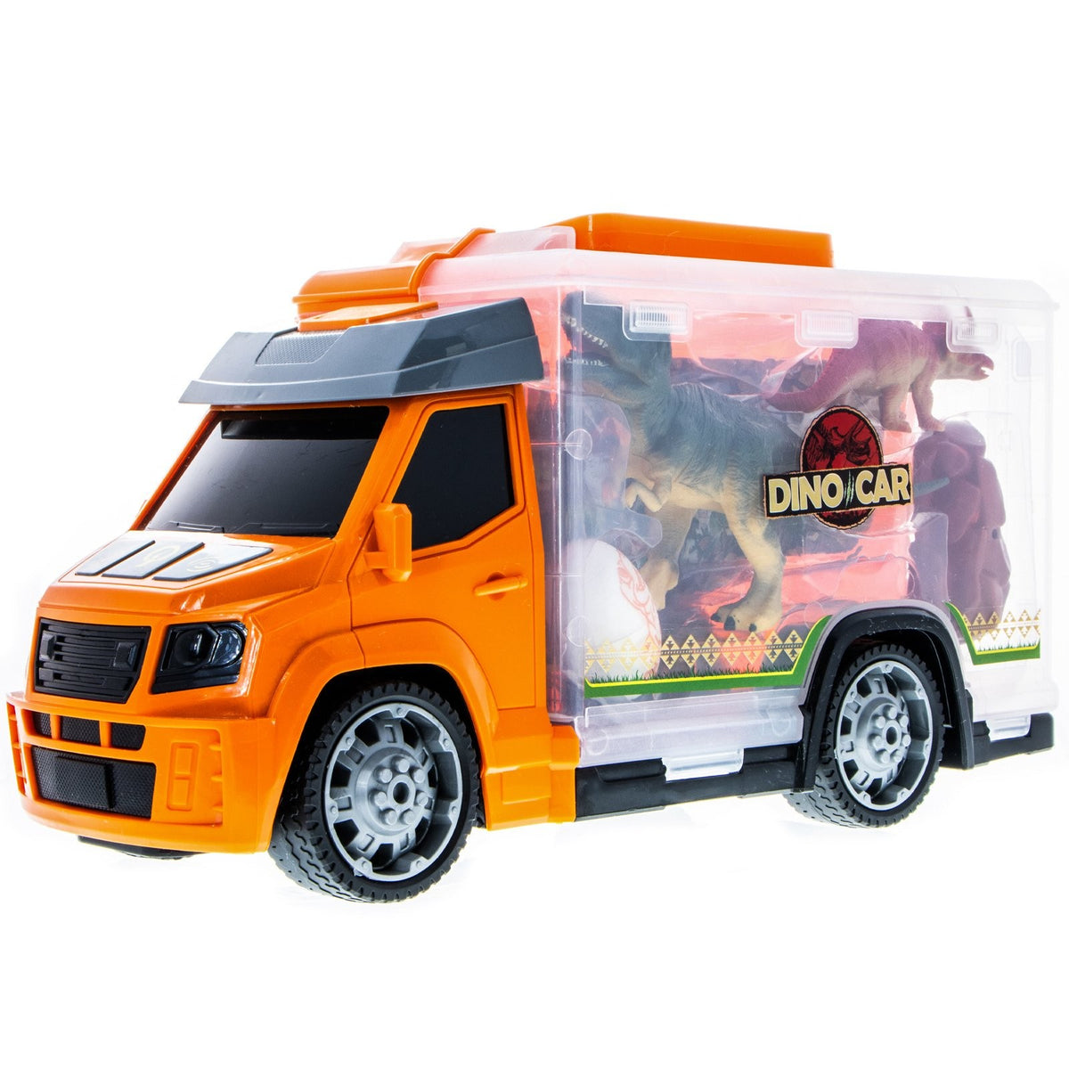 TychoTyke 12pc Dinosaur Toys Action Figures Toy Truck Storage Playset, Orange, view 8