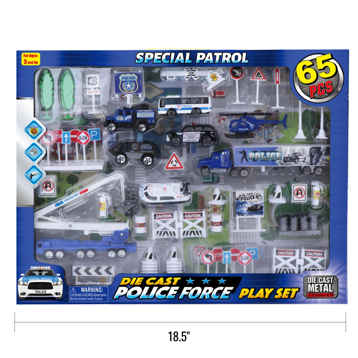 Kidplokio 65pc Pretend Play Diecast Cars Playset Boys Ages 3 and Up (5 Themes), view 14