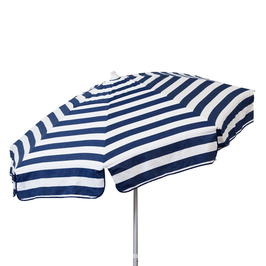 6ft blue and white striped Italian Market style patio umbrella with tilt