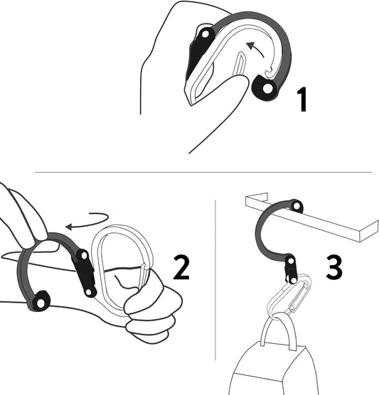 HEROCLIP Large Black Carabiner Clip Hook for Camping, Backpack (2 Pack Sizes), view 2