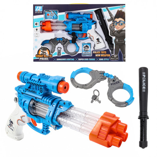 Kidplokio Swat Elite Police kids blaster and cuffs set for boys ages 3 and up