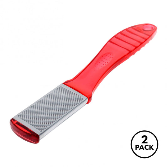 Pair of red foot file callus removers for manicure and pedicure use