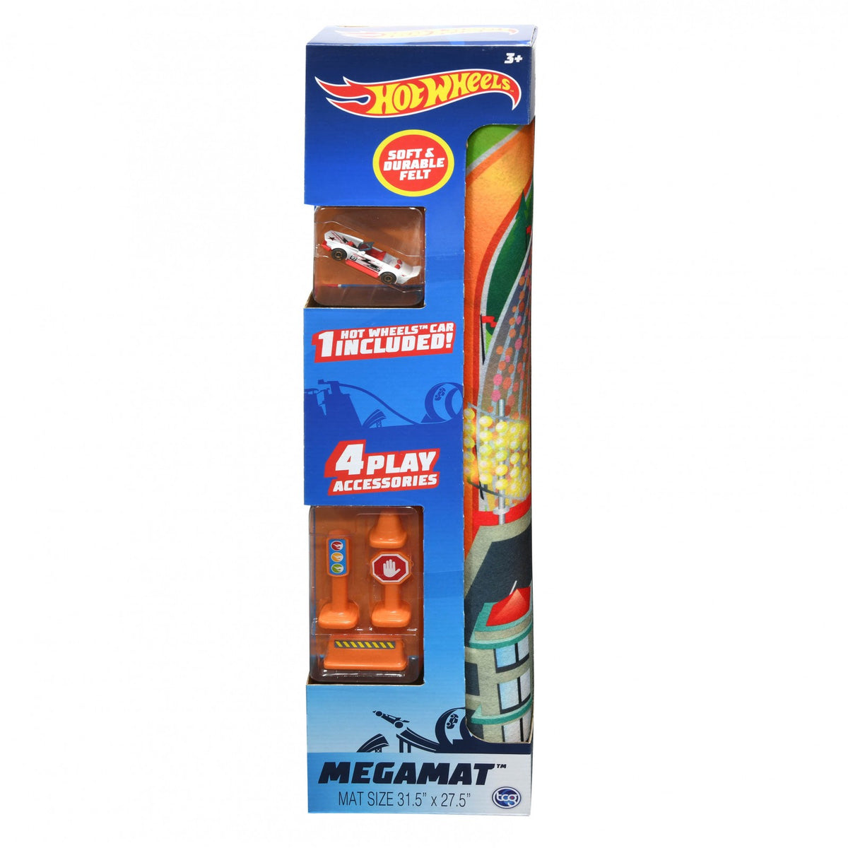 Mattel Hot Wheels Felt Mega Mat with Toy Car Kids Road Playset Playroom Rug, view 5