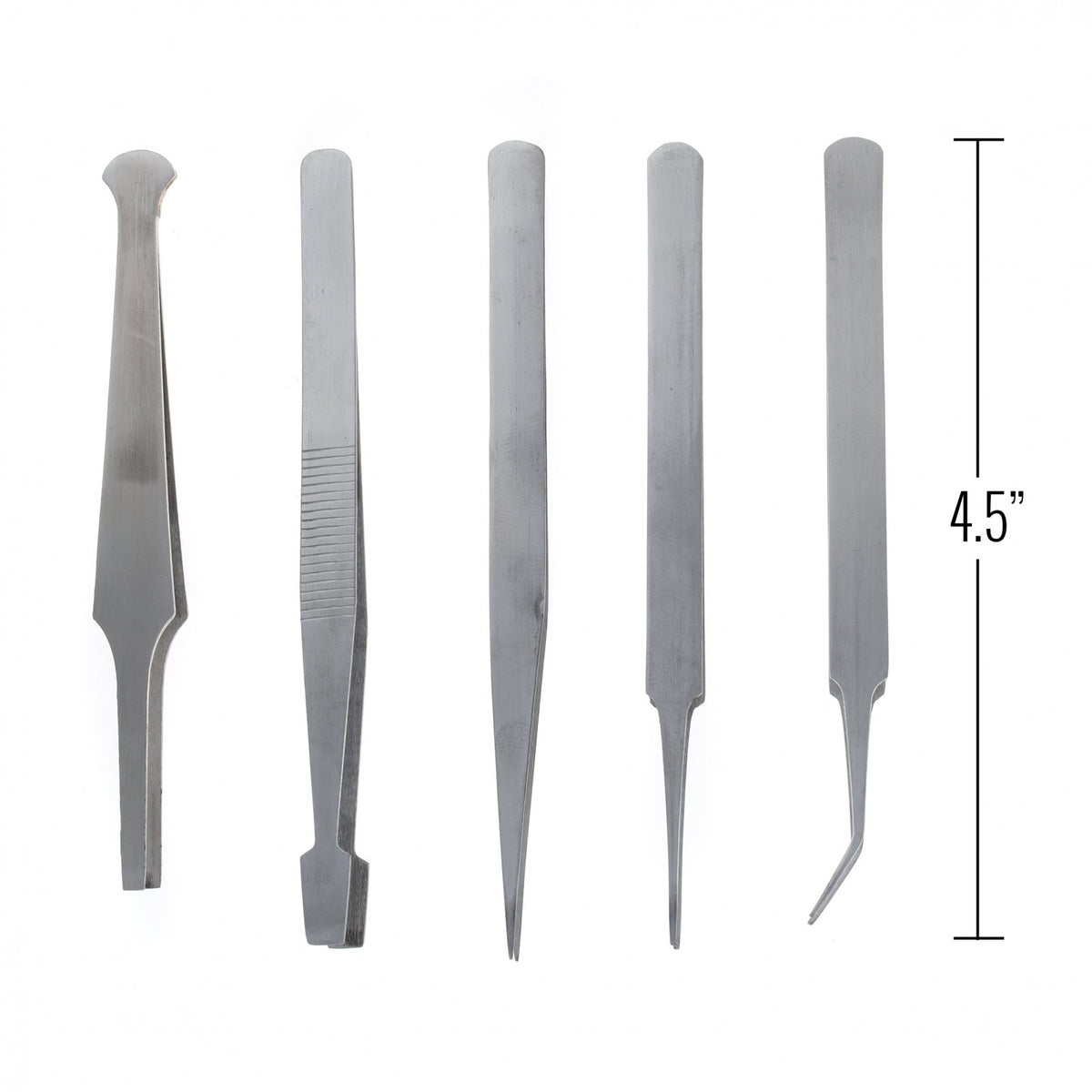 2 Pack 5pc Universal Tweezer Set Stainless Steel, 5", view 7