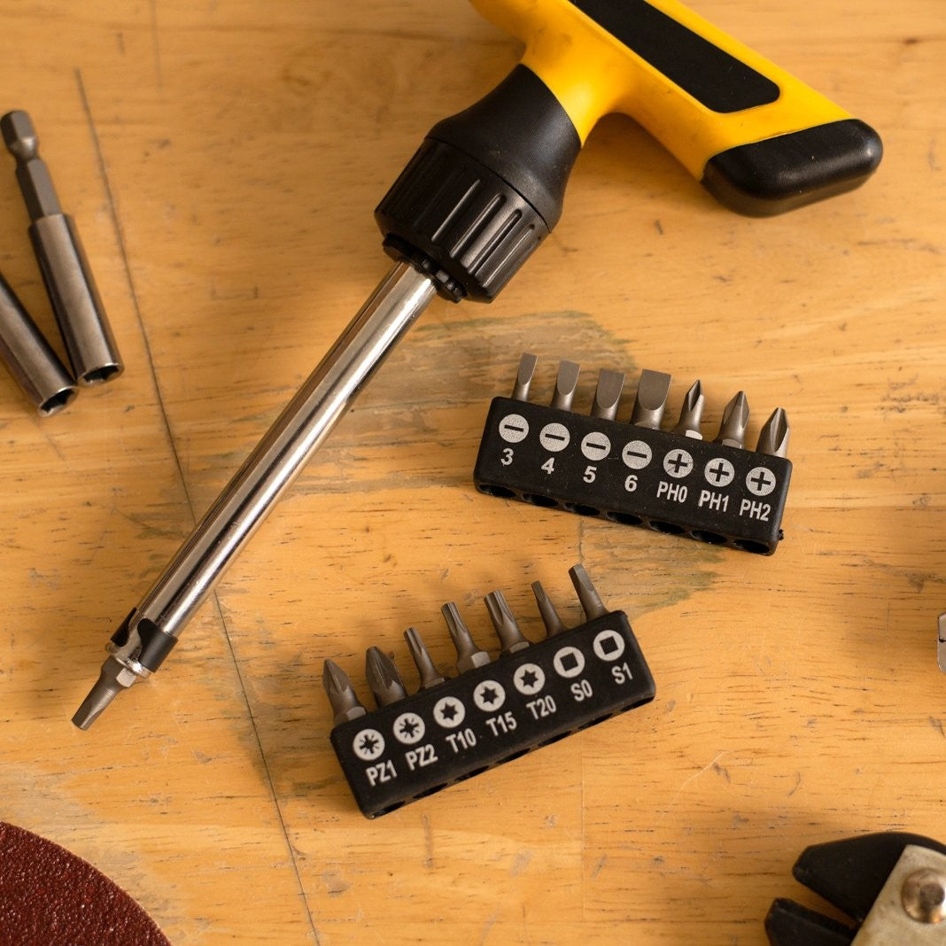 2 Pack 16pc Ratchet Screwdriver Handle Set w/ Magnetized Bits Power Hand Tools, view 6