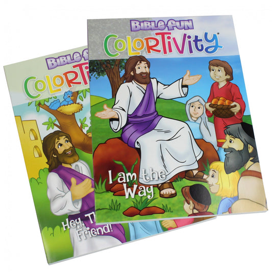 Kidplokio Bible coloring book for kids, 2-pack, each with 96 pages and puzzle activities