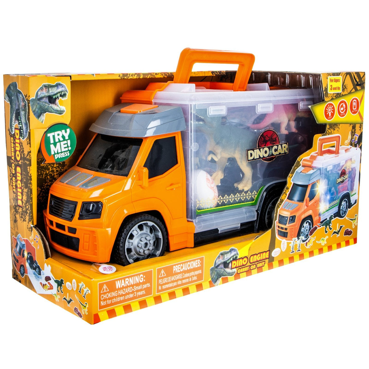 TychoTyke 12pc Dinosaur Toys Action Figures Toy Truck Storage Playset, Orange, view 9