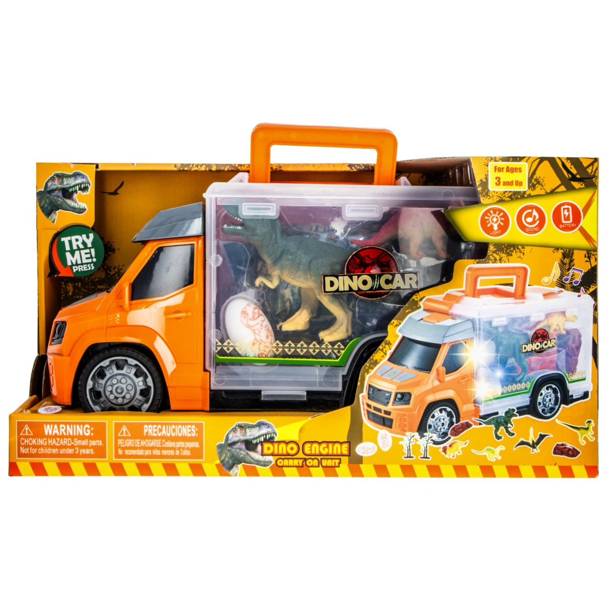 TychoTyke 12pc Dinosaur Toys Action Figures Toy Truck Storage Playset, Orange, view 10
