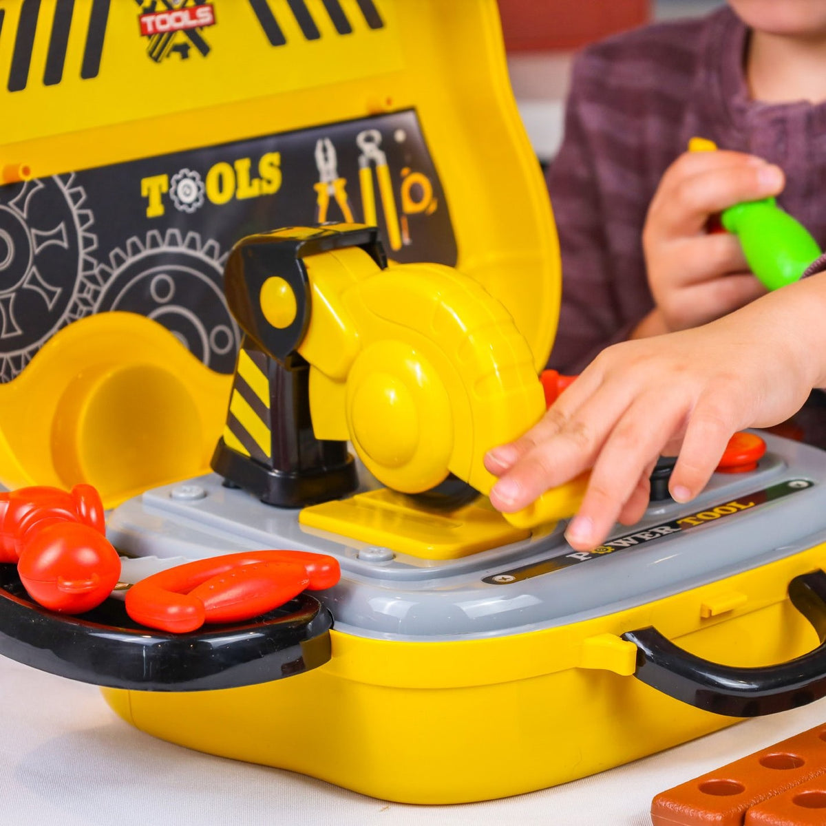 Kidplokio 28pc Construction Toys Tool Box Work Bench Playset for Boys, Ages 3, view 6