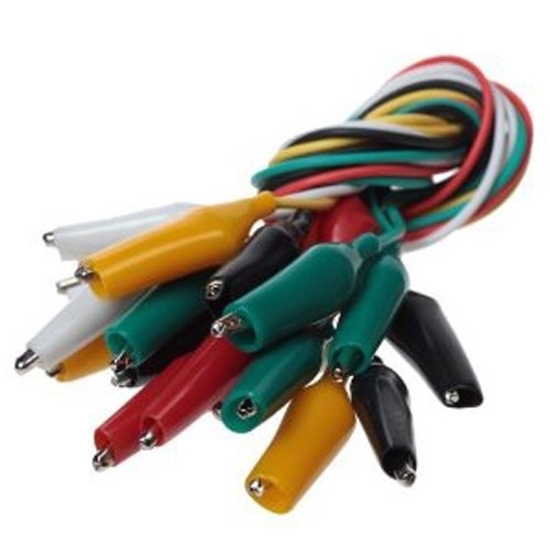 20 insulated test lead cables with assorted color alligator clips in a set