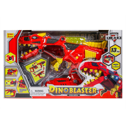Kidplokio 3 in 1 Transforming Dinosaur Toy Space Blaster Lights and Sounds, Red, view 11