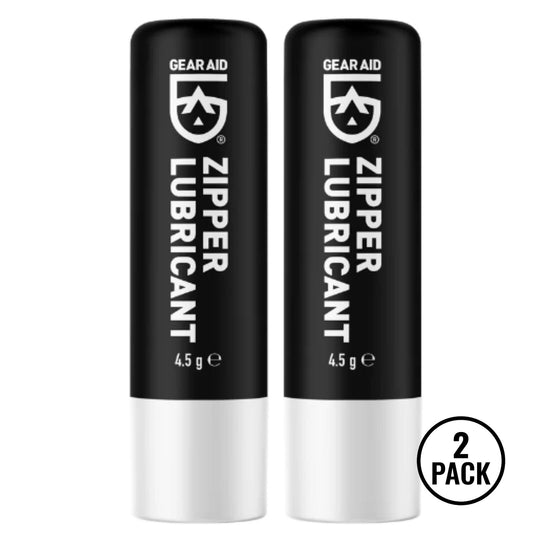 Two tubes of Zip Tech zipper lubricant labeled for high performance and outdoor use.