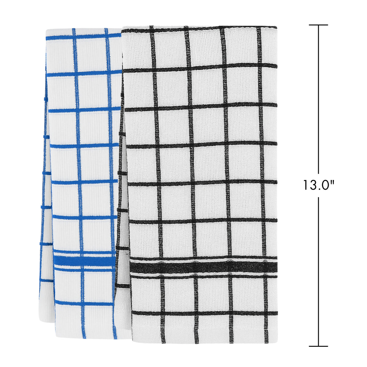 Beille 4pc 100% Cotton Terry Classic Windowpane Dish Towels Set (2 Colors)